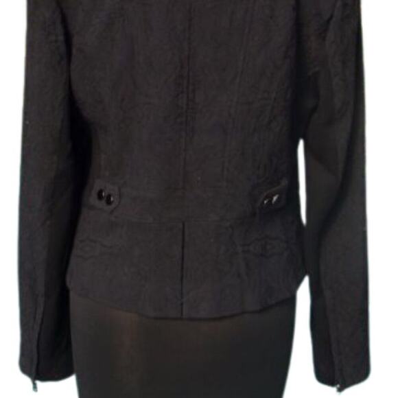 Cache Black Textured Lined Suit Jacket Top Stretch Zipper Front New NWT $188 - Picture 7 of 7